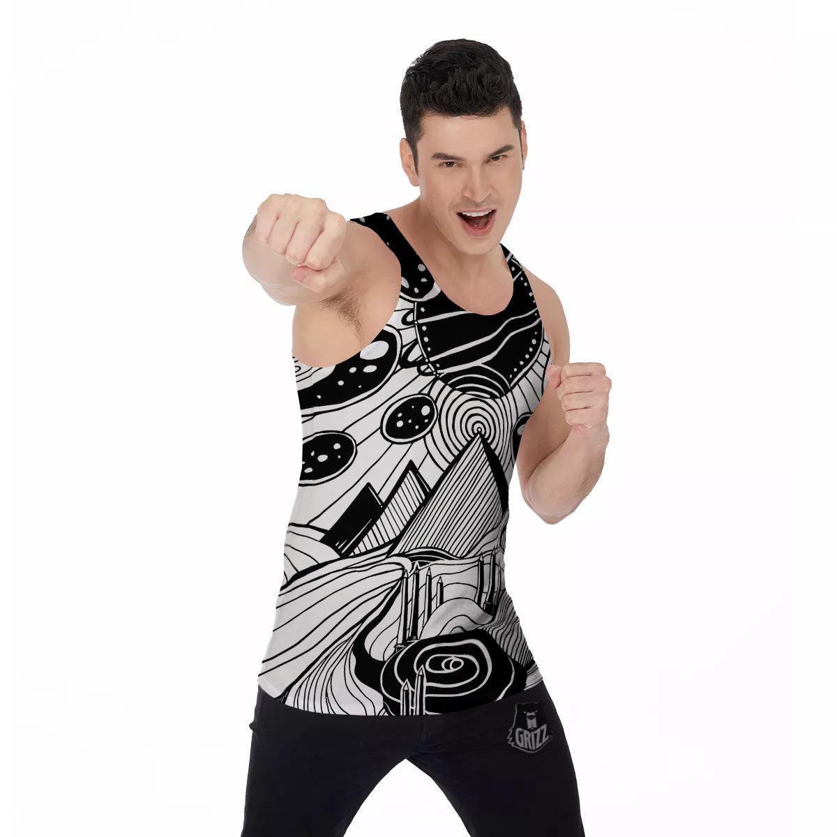 Pyramid UFO Print Men's Tank Top-grizzshop