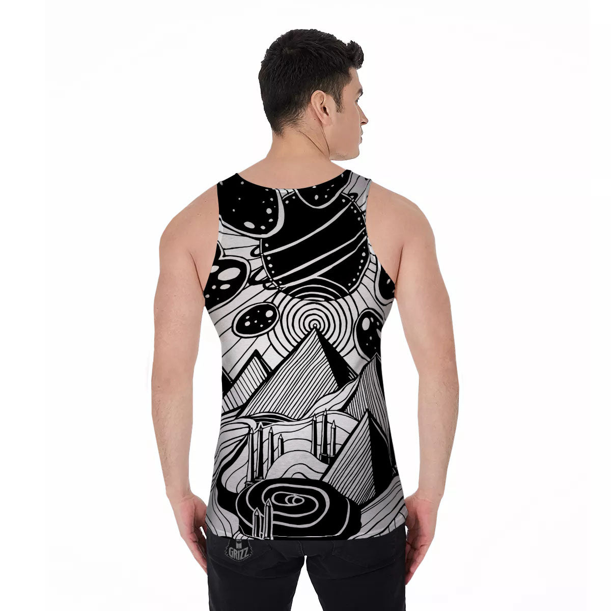 Pyramid UFO Print Men's Tank Top-grizzshop