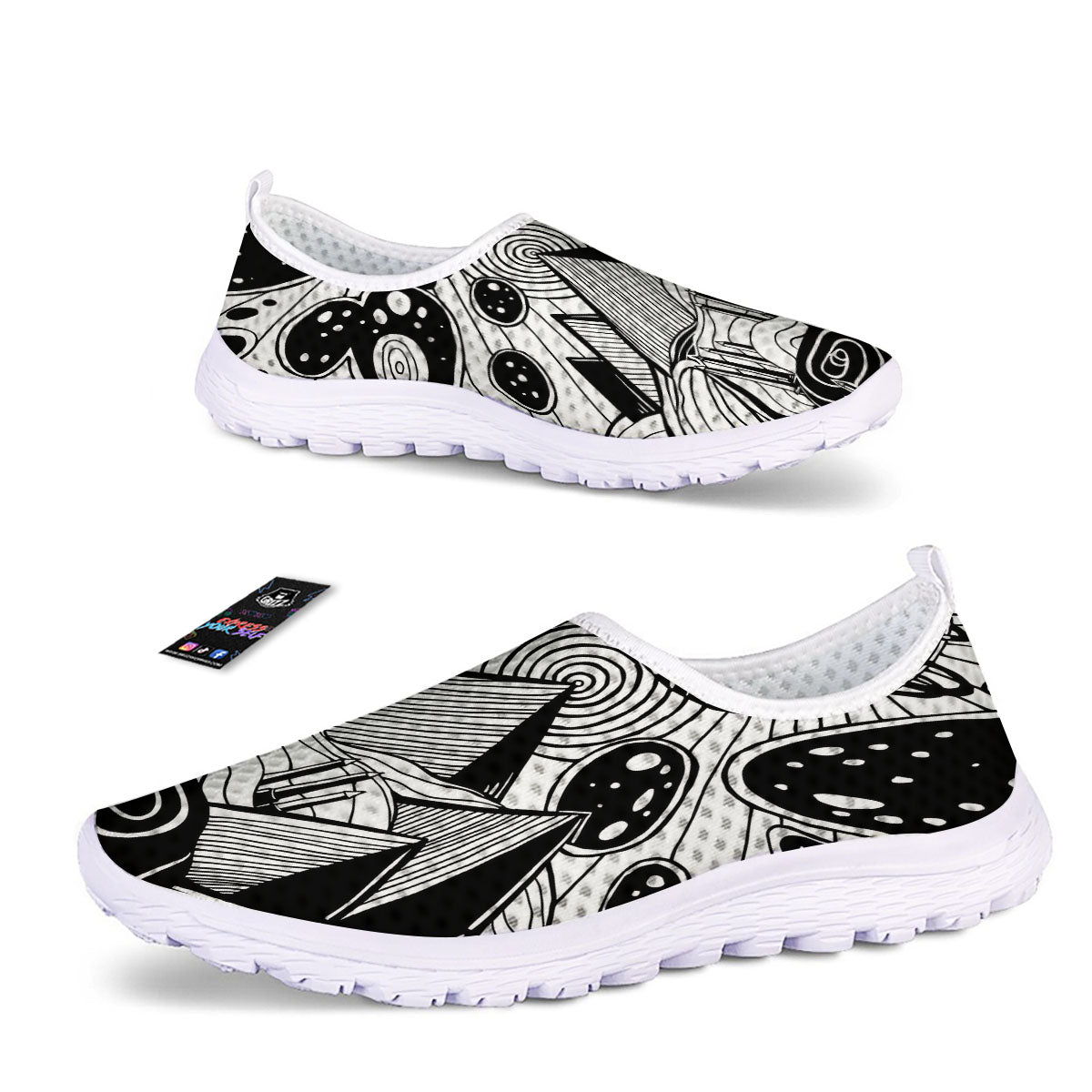 Pyramid UFO Print Nurse Shoes-grizzshop