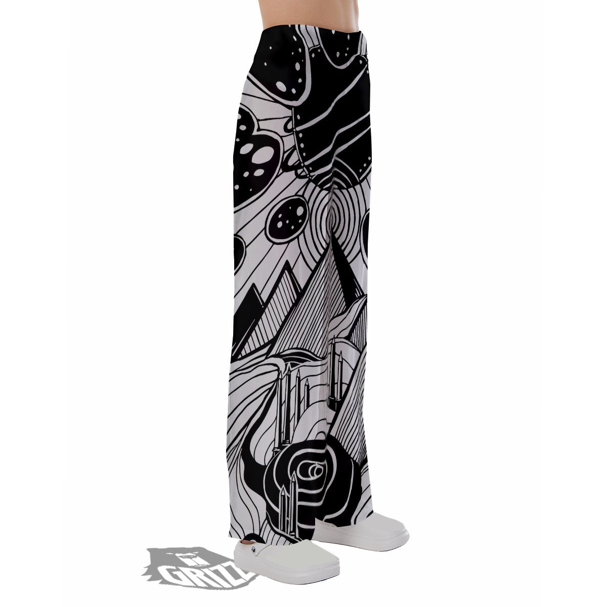 Pyramid UFO Print Pajama Pants-grizzshop