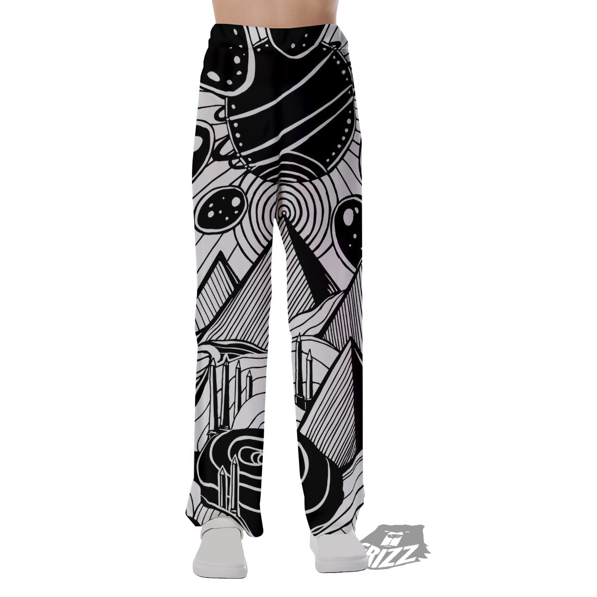 Pyramid UFO Print Pajama Pants-grizzshop