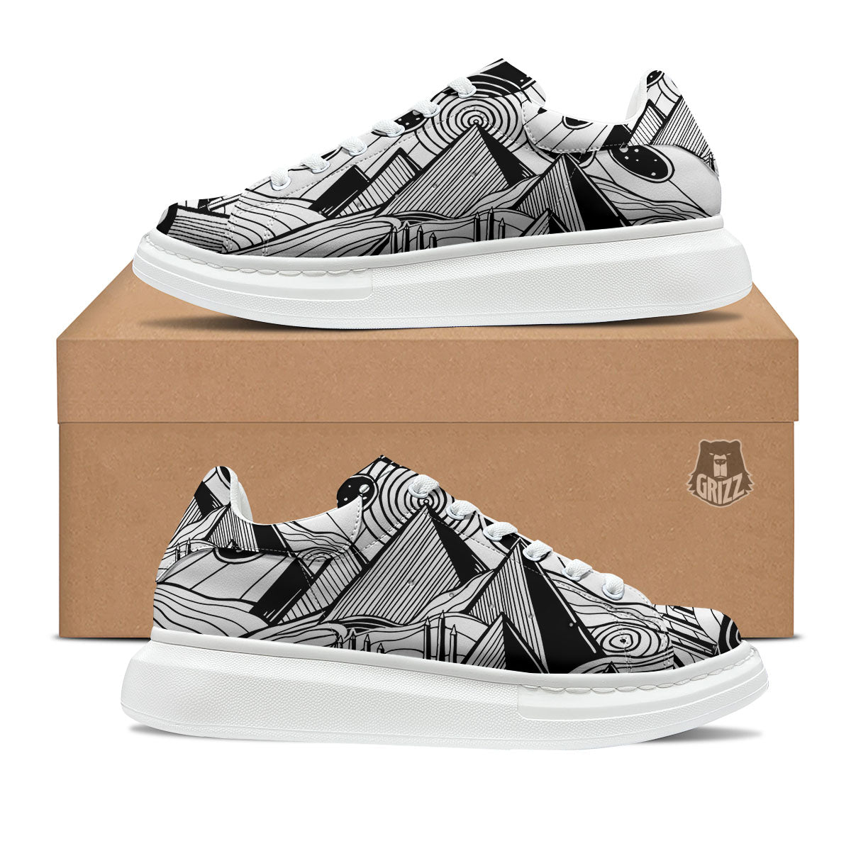 Pyramid UFO Print Platform Shoes-grizzshop