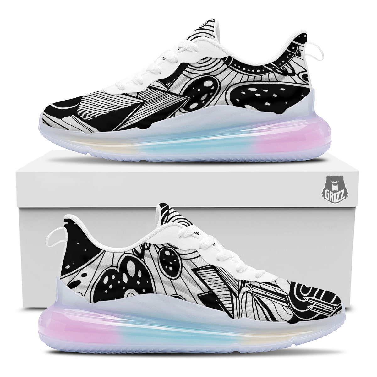 Pyramid UFO Print Running Sneakers-grizzshop