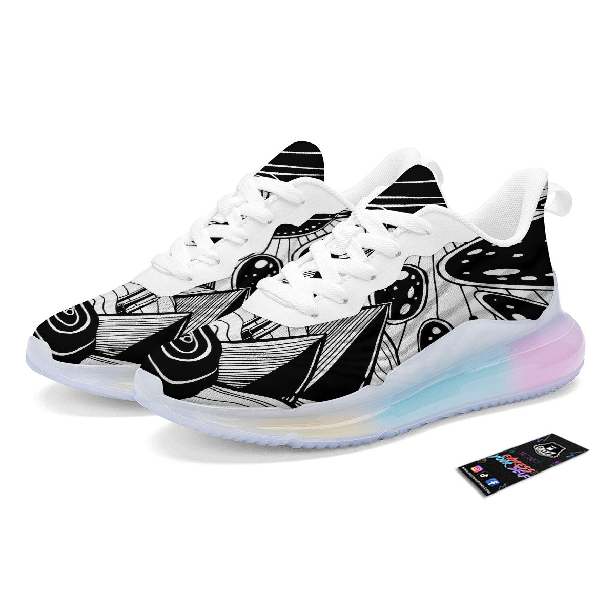 Pyramid UFO Print Running Sneakers-grizzshop