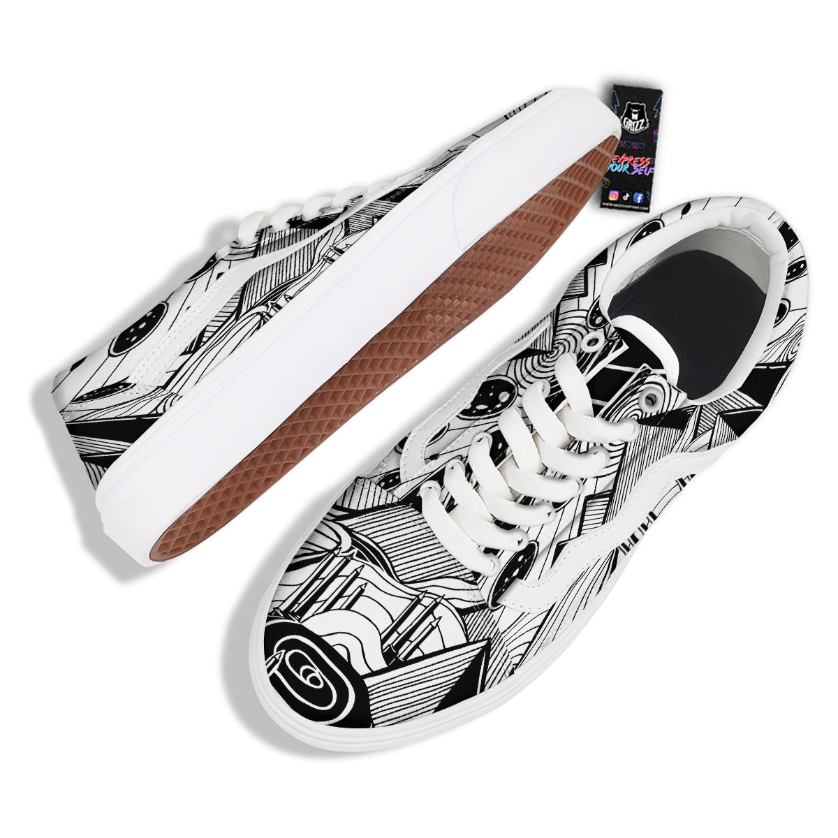 Pyramid UFO Print Skate Shoes-grizzshop