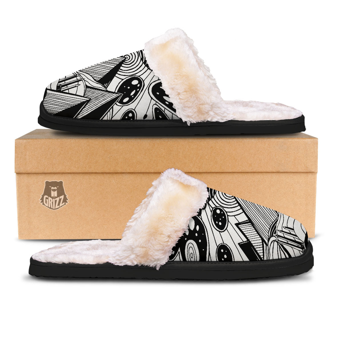 Pyramid UFO Print Slippers-grizzshop