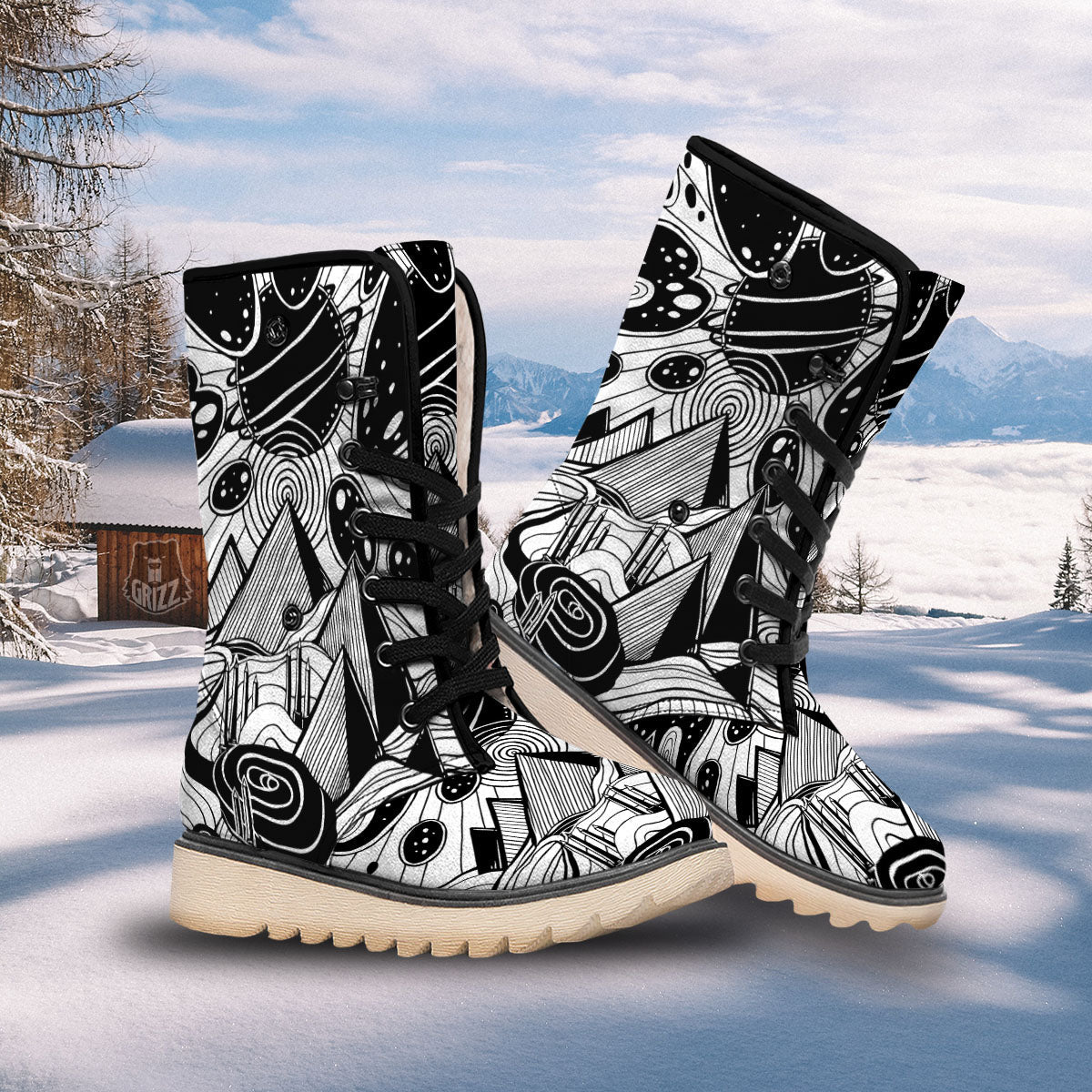 Pyramid UFO Print Snow Boots-grizzshop