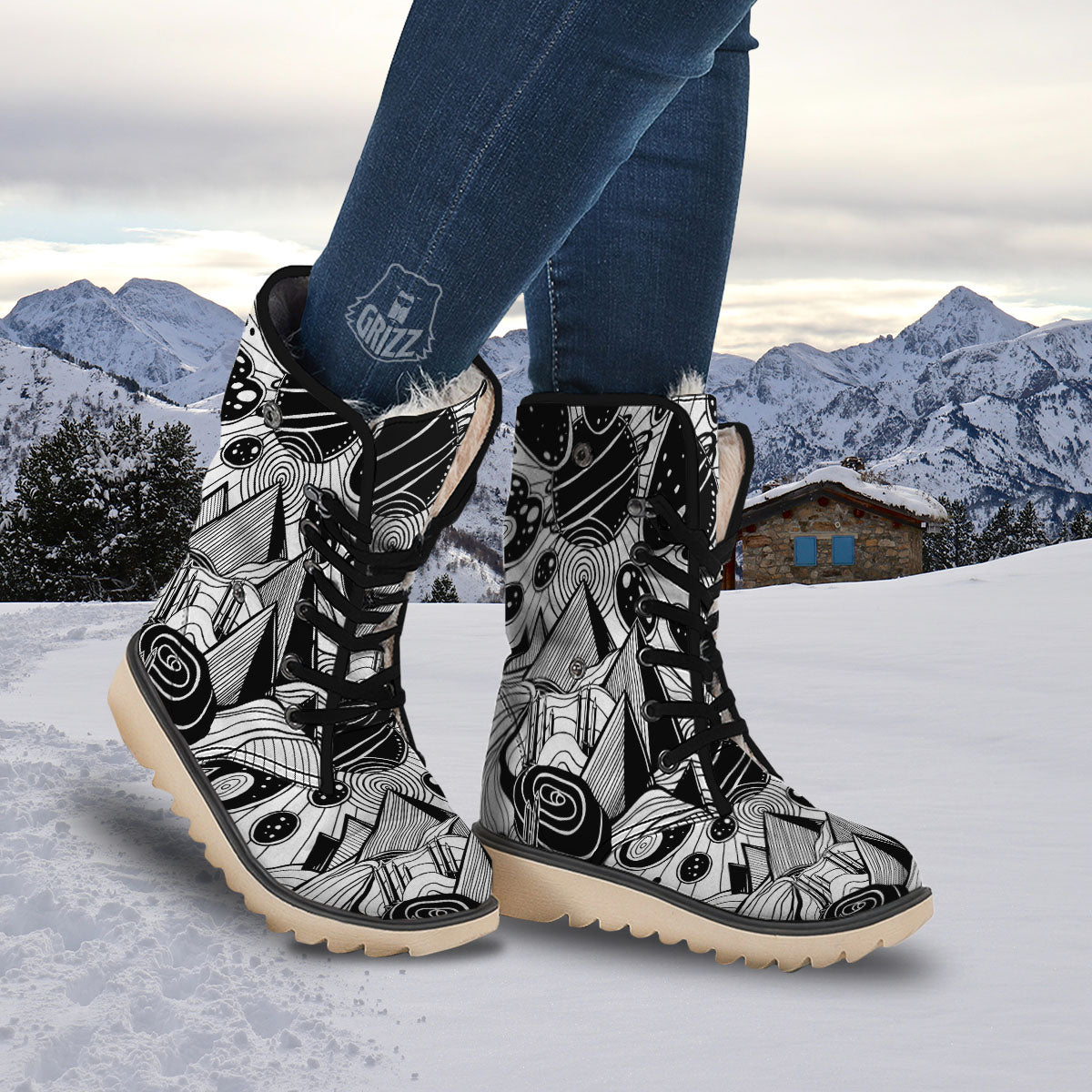 Pyramid UFO Print Snow Boots-grizzshop