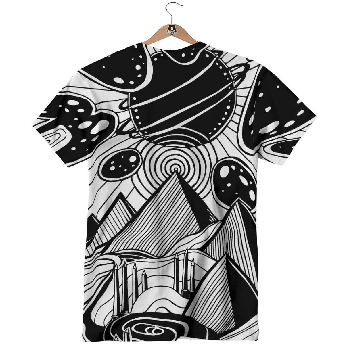 Pyramid UFO Print T-Shirt-grizzshop