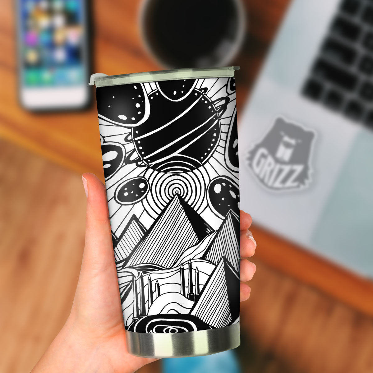 Pyramid UFO Print Tumbler-grizzshop