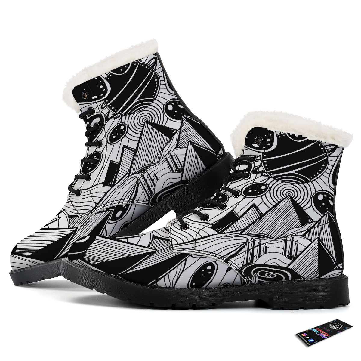 Pyramid UFO Print Winter Boots-grizzshop