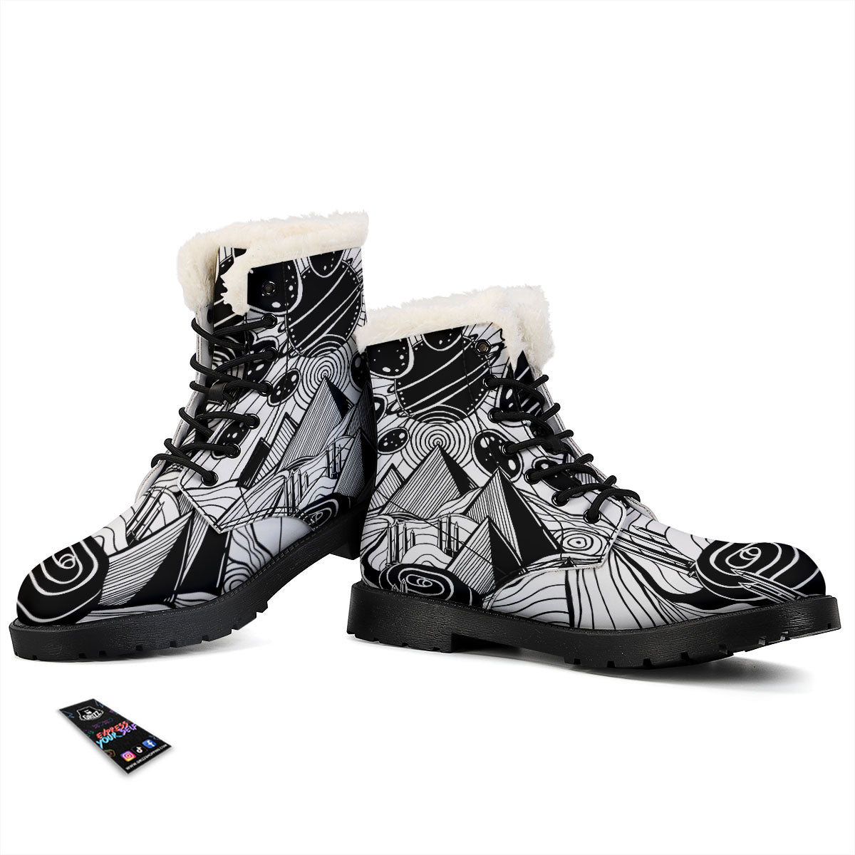 Pyramid UFO Print Winter Boots-grizzshop