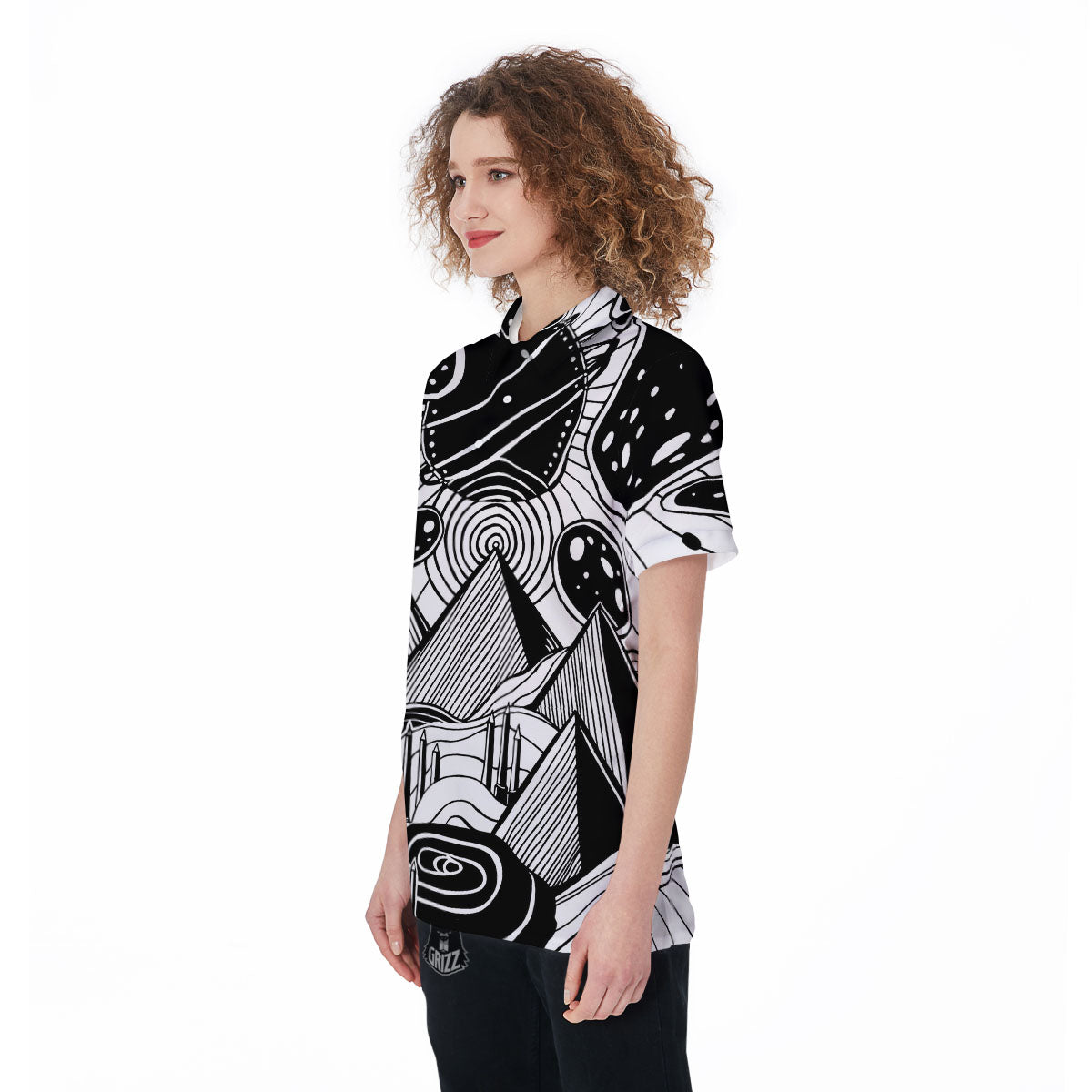 Pyramid UFO Print Women's Golf Shirts-grizzshop