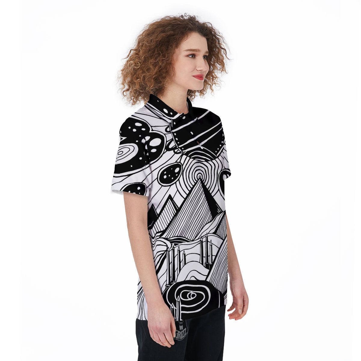 Pyramid UFO Print Women's Golf Shirts-grizzshop