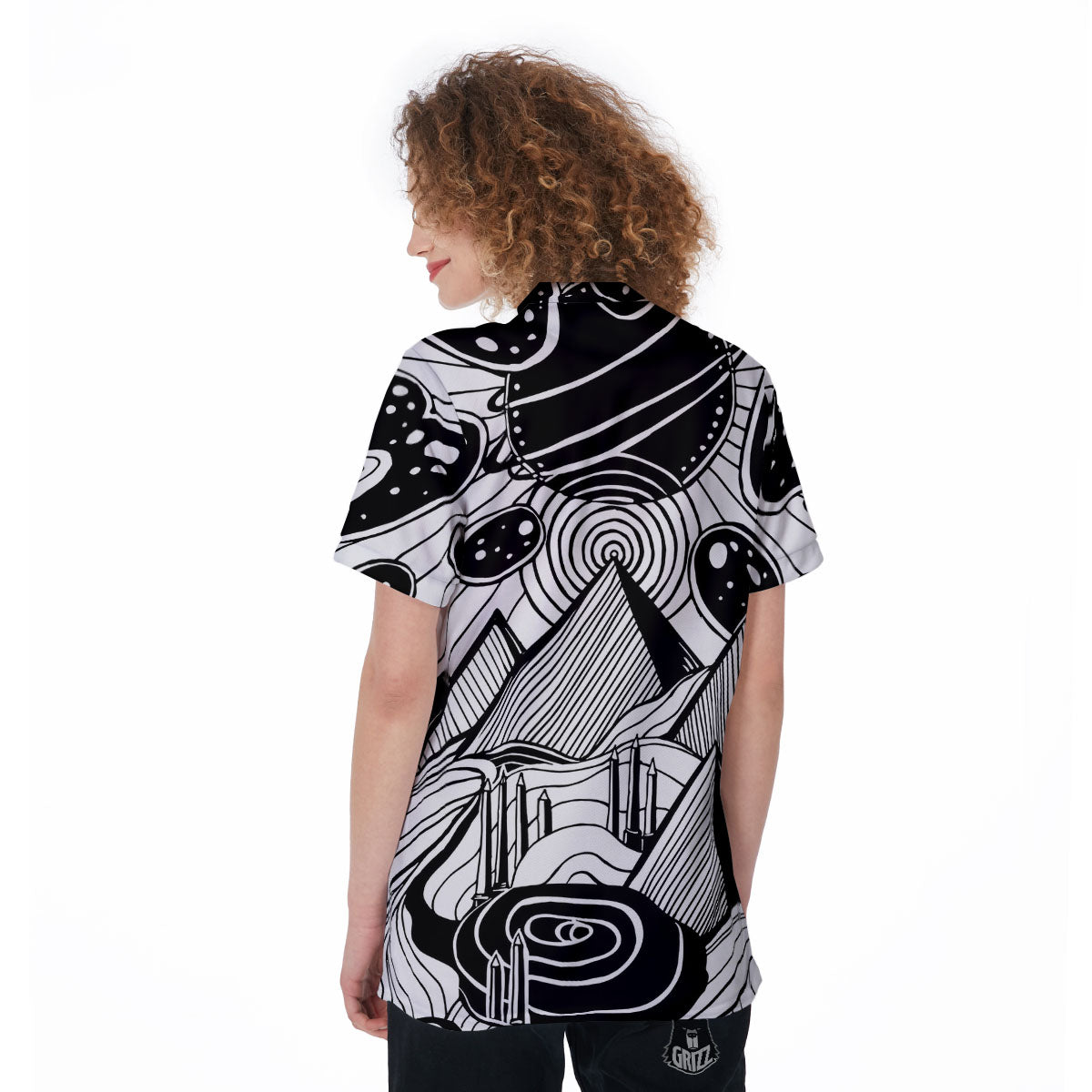 Pyramid UFO Print Women's Golf Shirts-grizzshop