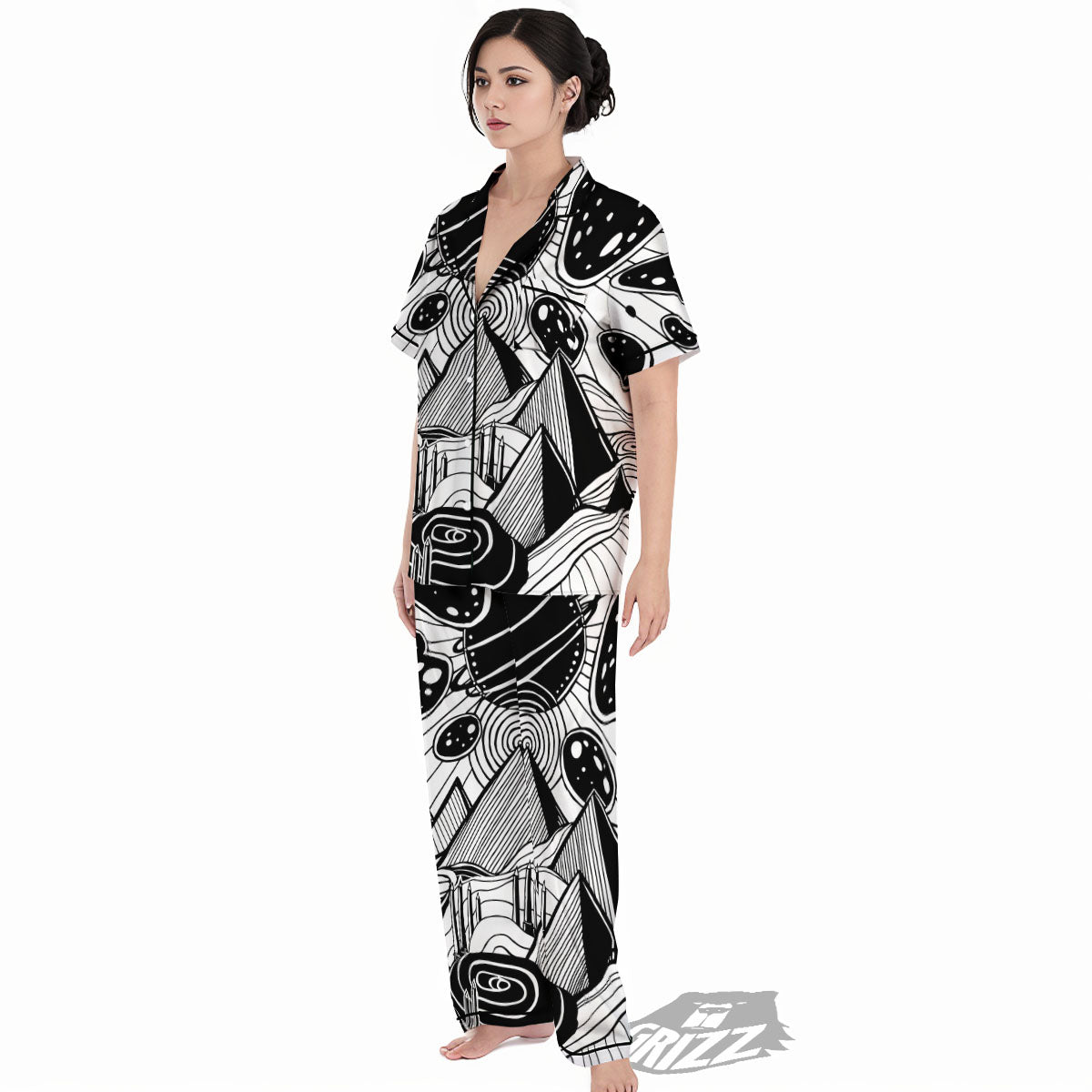Pyramid UFO Print Women's Pajamas Set-grizzshop