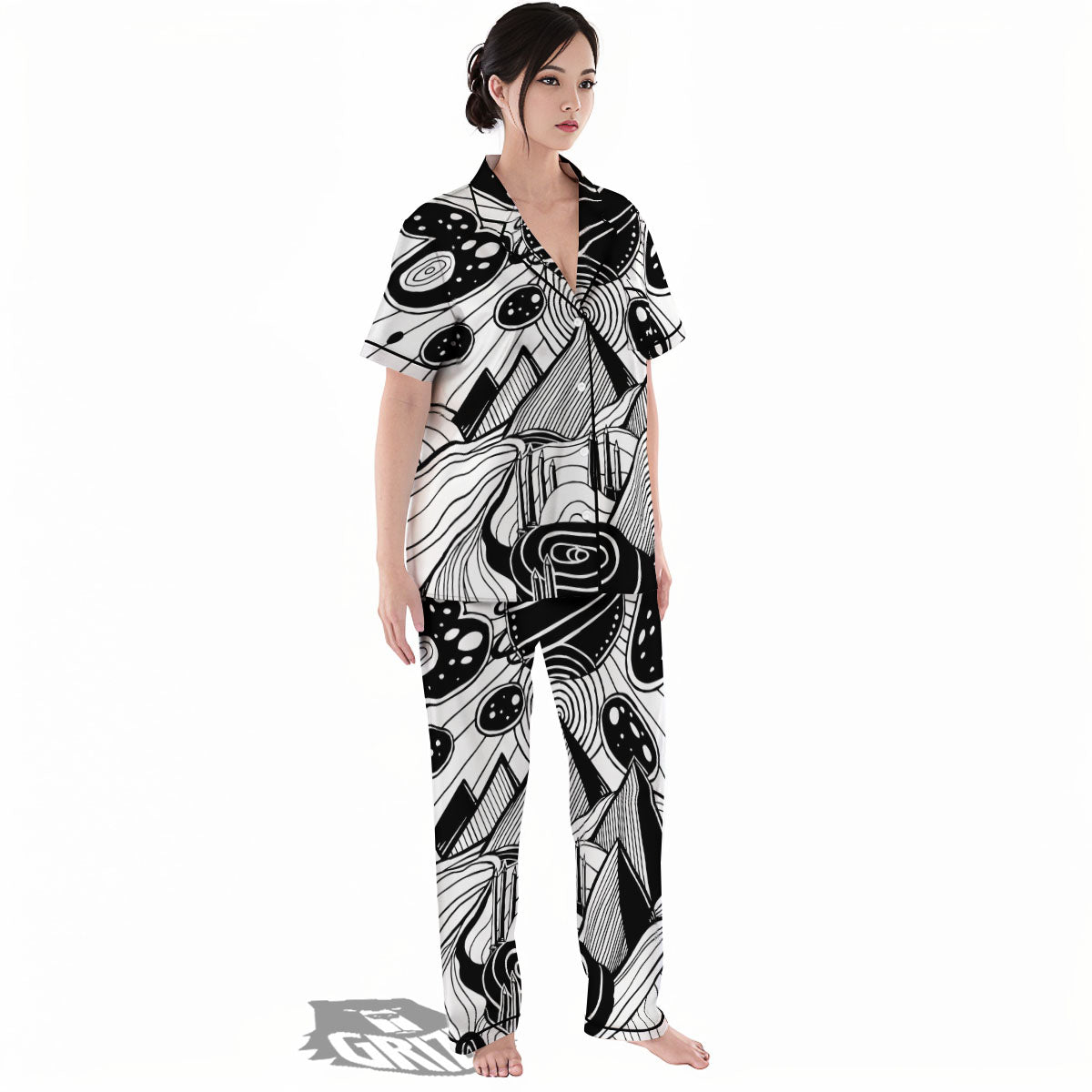 Pyramid UFO Print Women's Pajamas Set-grizzshop