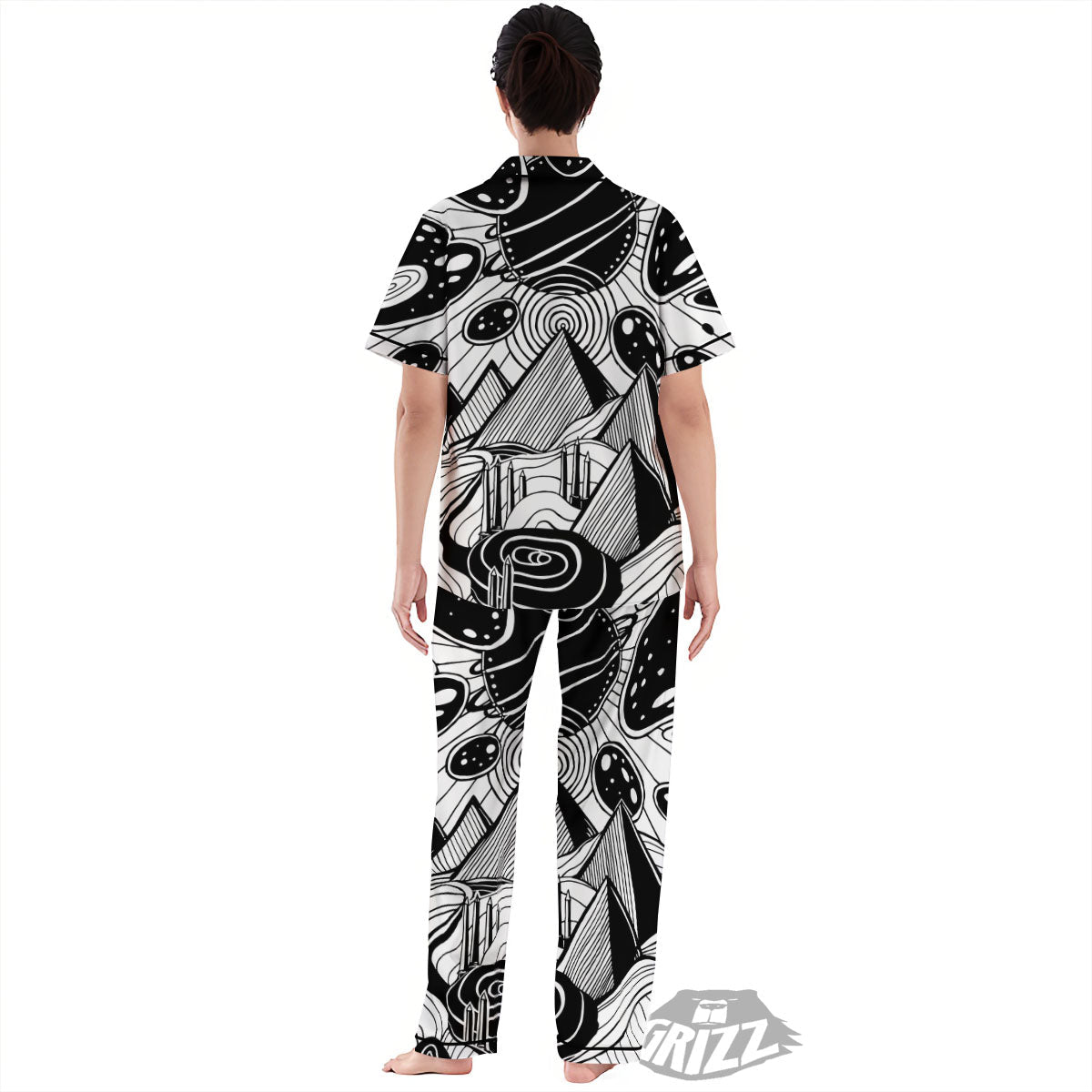 Pyramid UFO Print Women's Pajamas Set-grizzshop