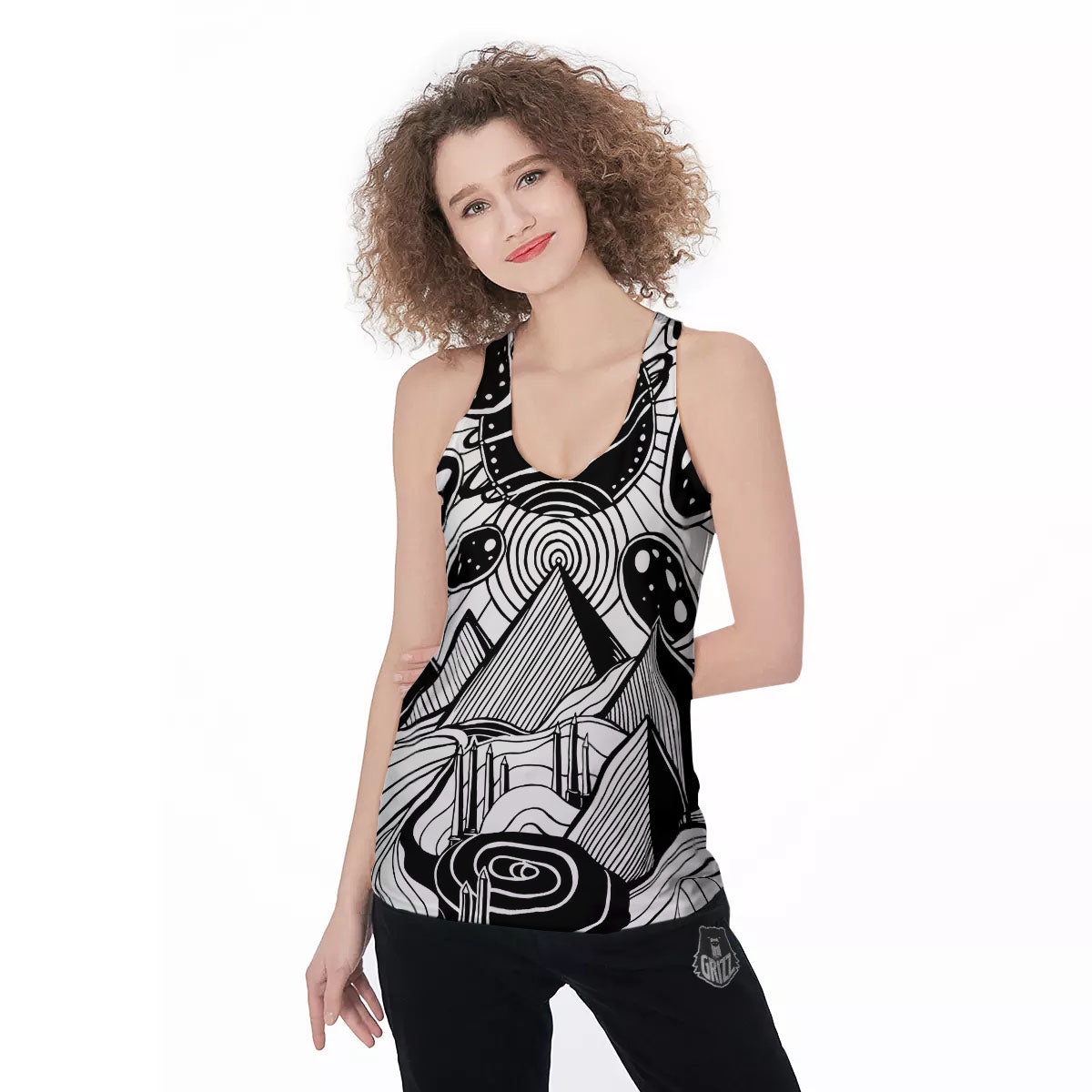 Pyramid UFO Print Women's Racerback Tank Top-grizzshop