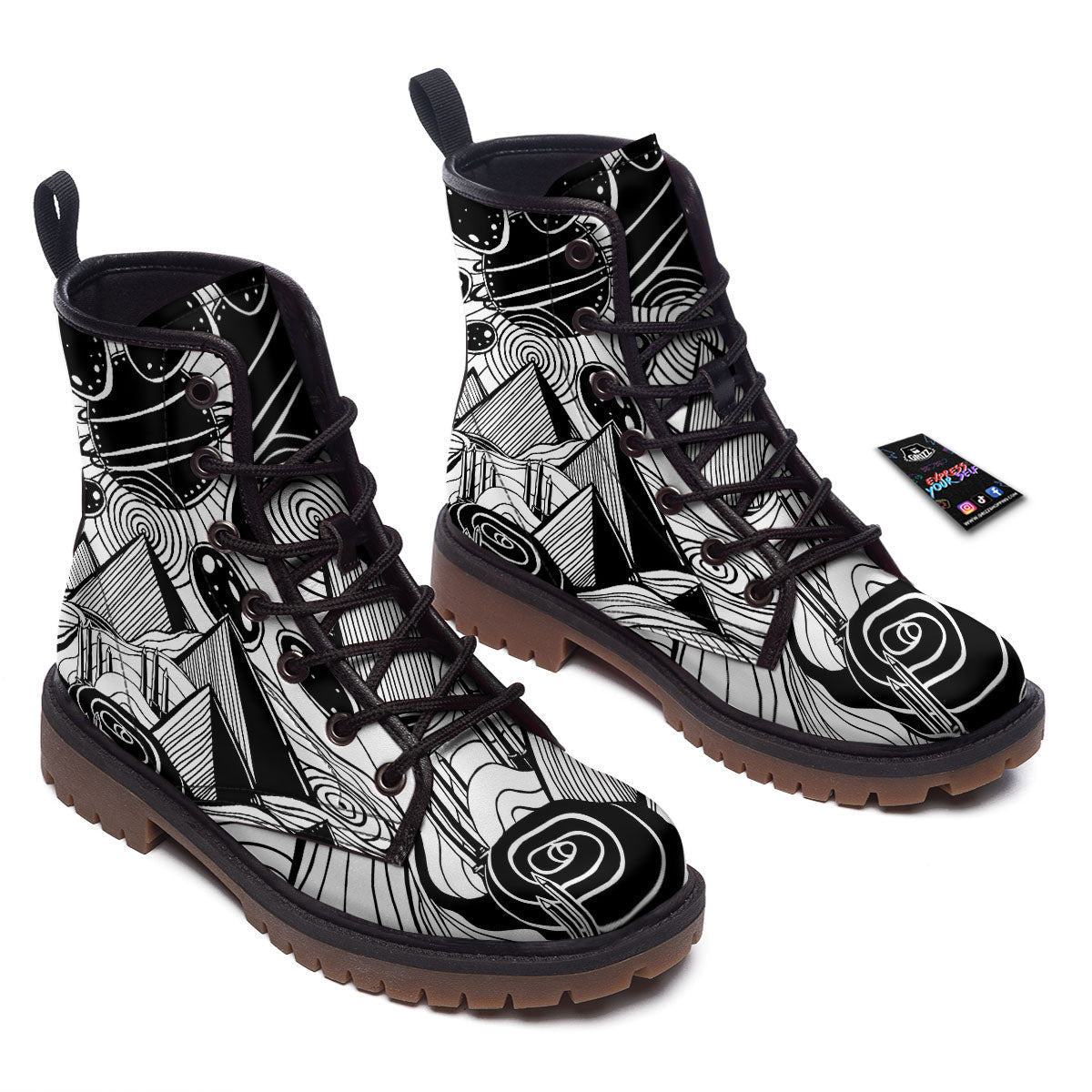 Pyramid UFO Print Work Boots-grizzshop