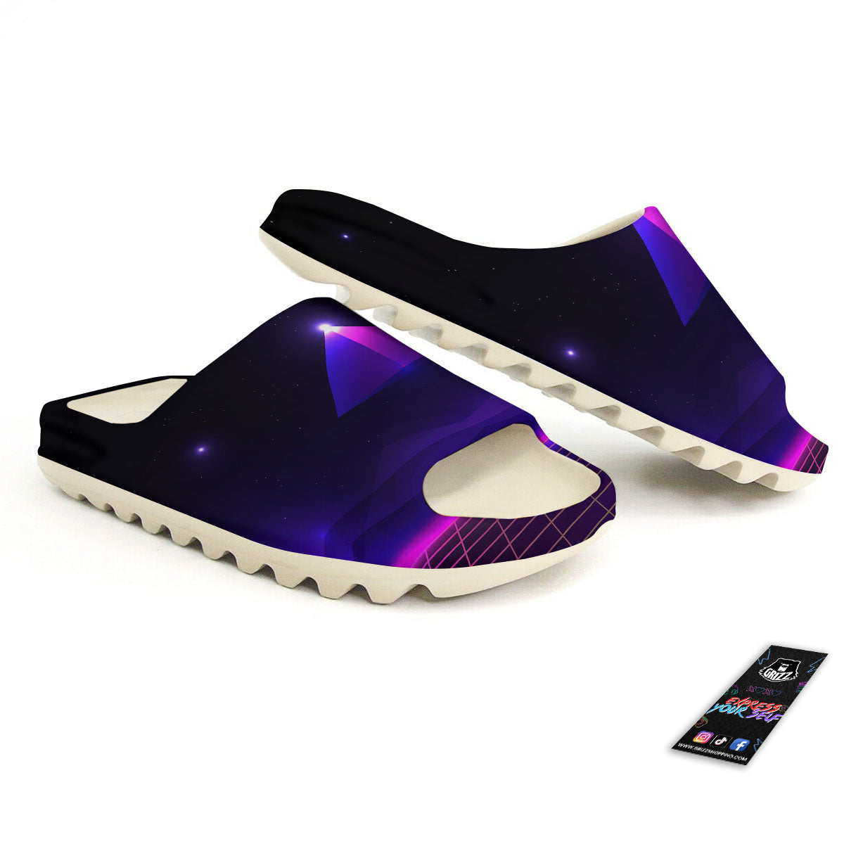 Pyramid Cloud Purple Print Sandals-grizzshop