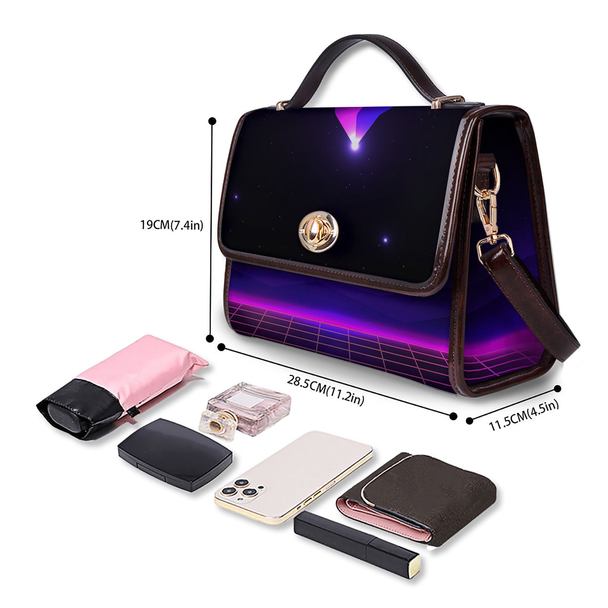 Pyramid Cloud Purple Print Women's Satchel Bag