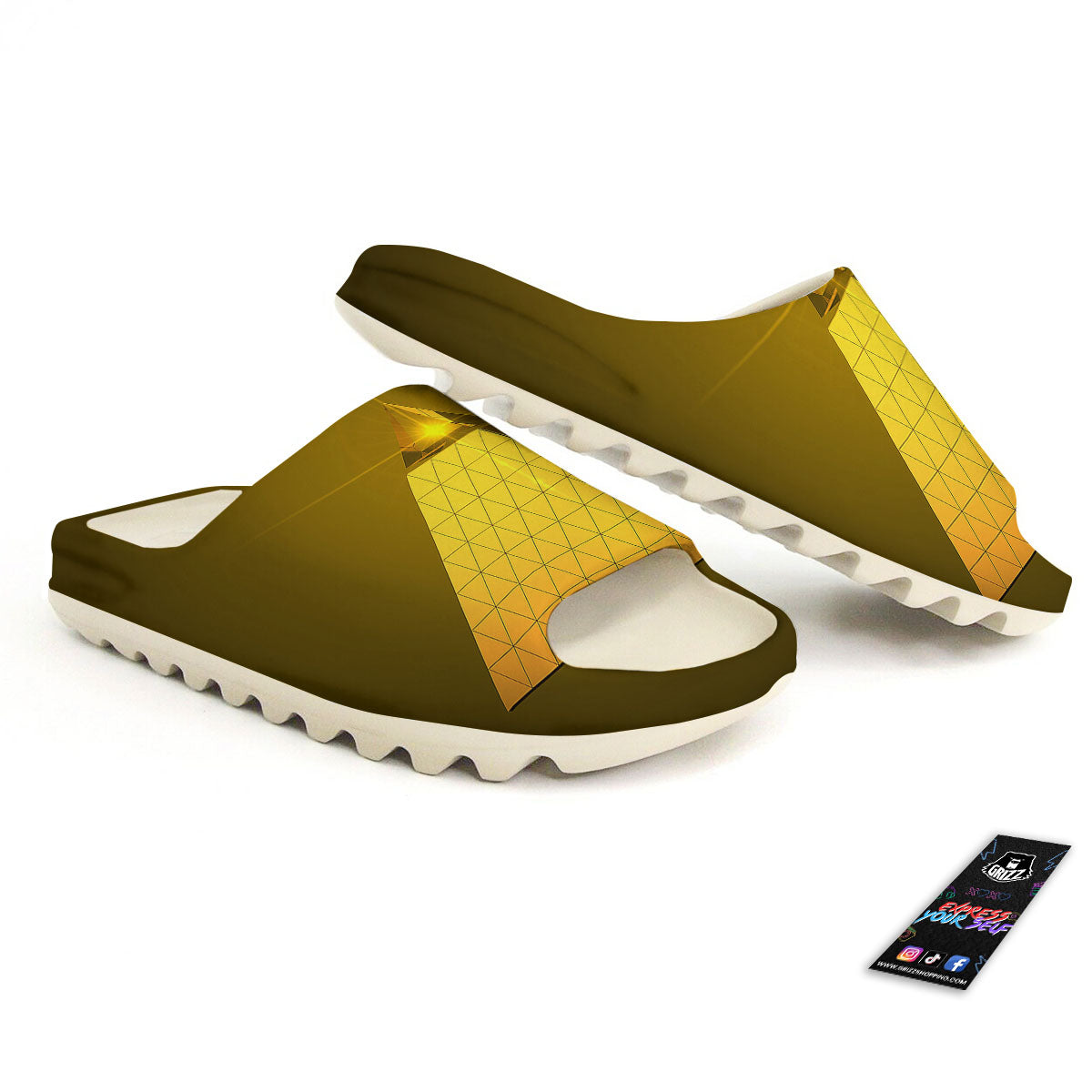Pyramid Golden Print Sandals-grizzshop