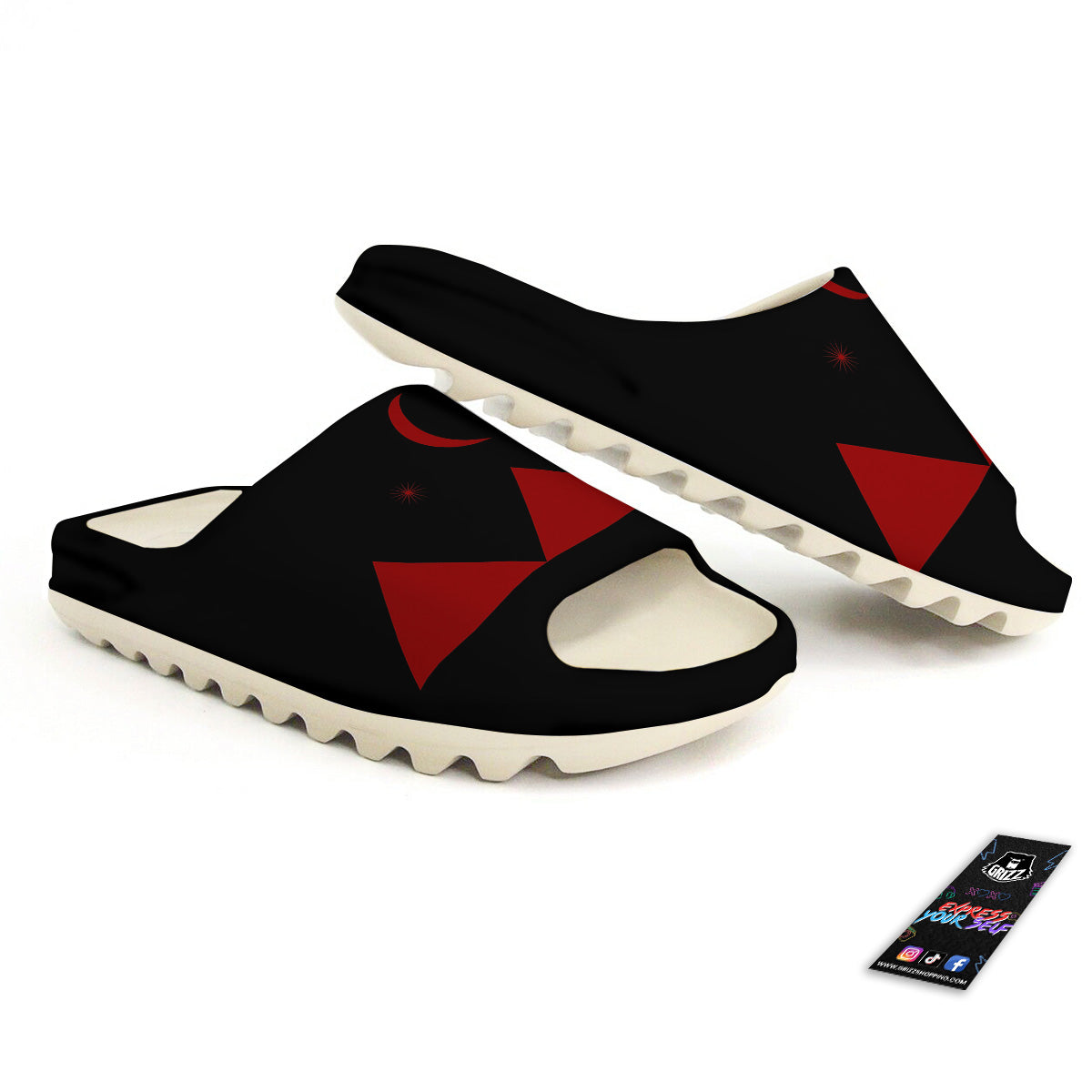 Pyramid Red Moon Print Sandals-grizzshop