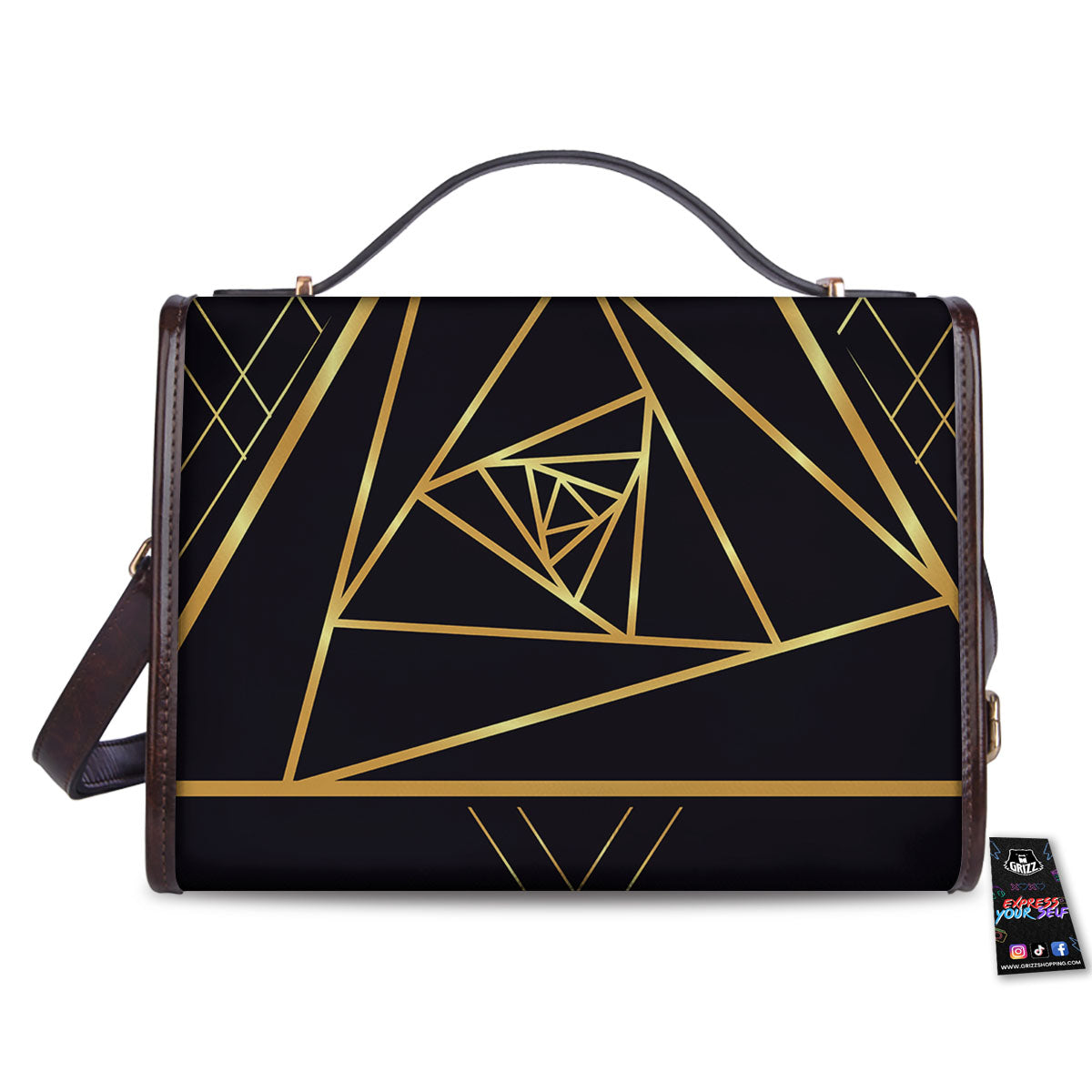 Pyramid Rose Print Women's Satchel Bag