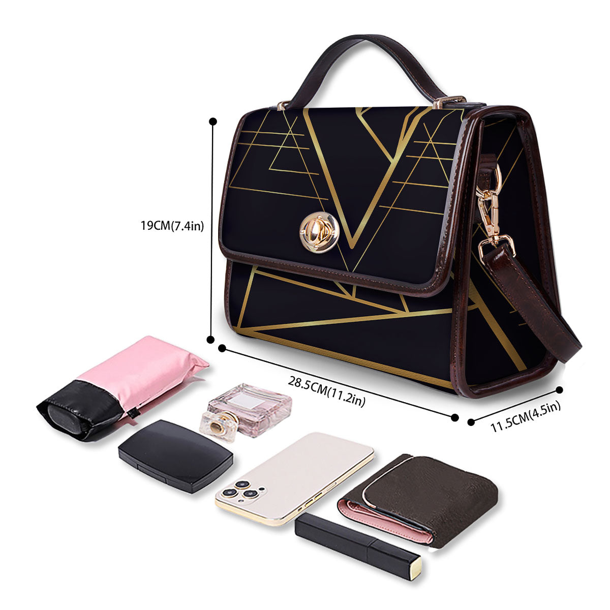 Pyramid Rose Print Women's Satchel Bag