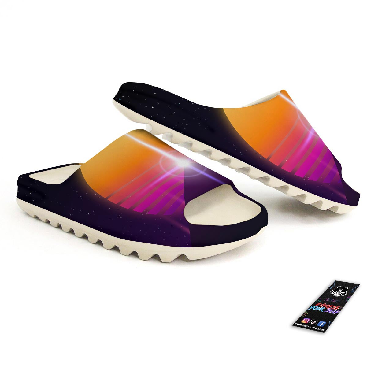 Pyramid Synthwave Print Sandals-grizzshop