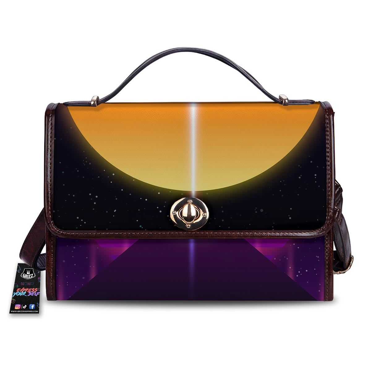 Pyramid Synthwave Print Women's Satchel Bag