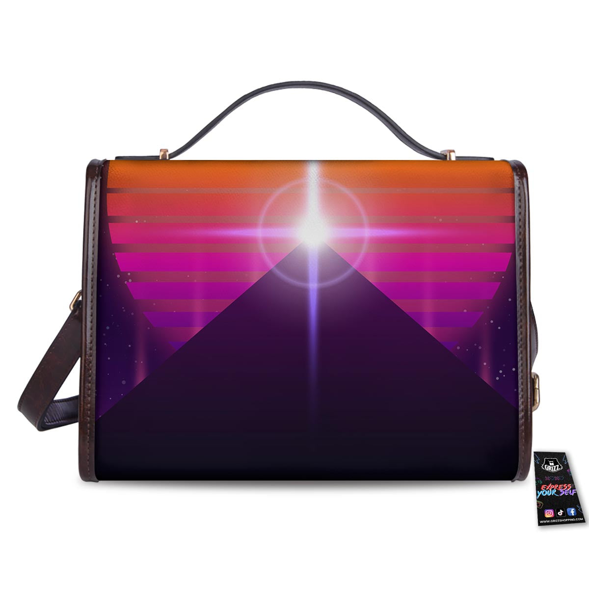 Pyramid Synthwave Print Women's Satchel Bag