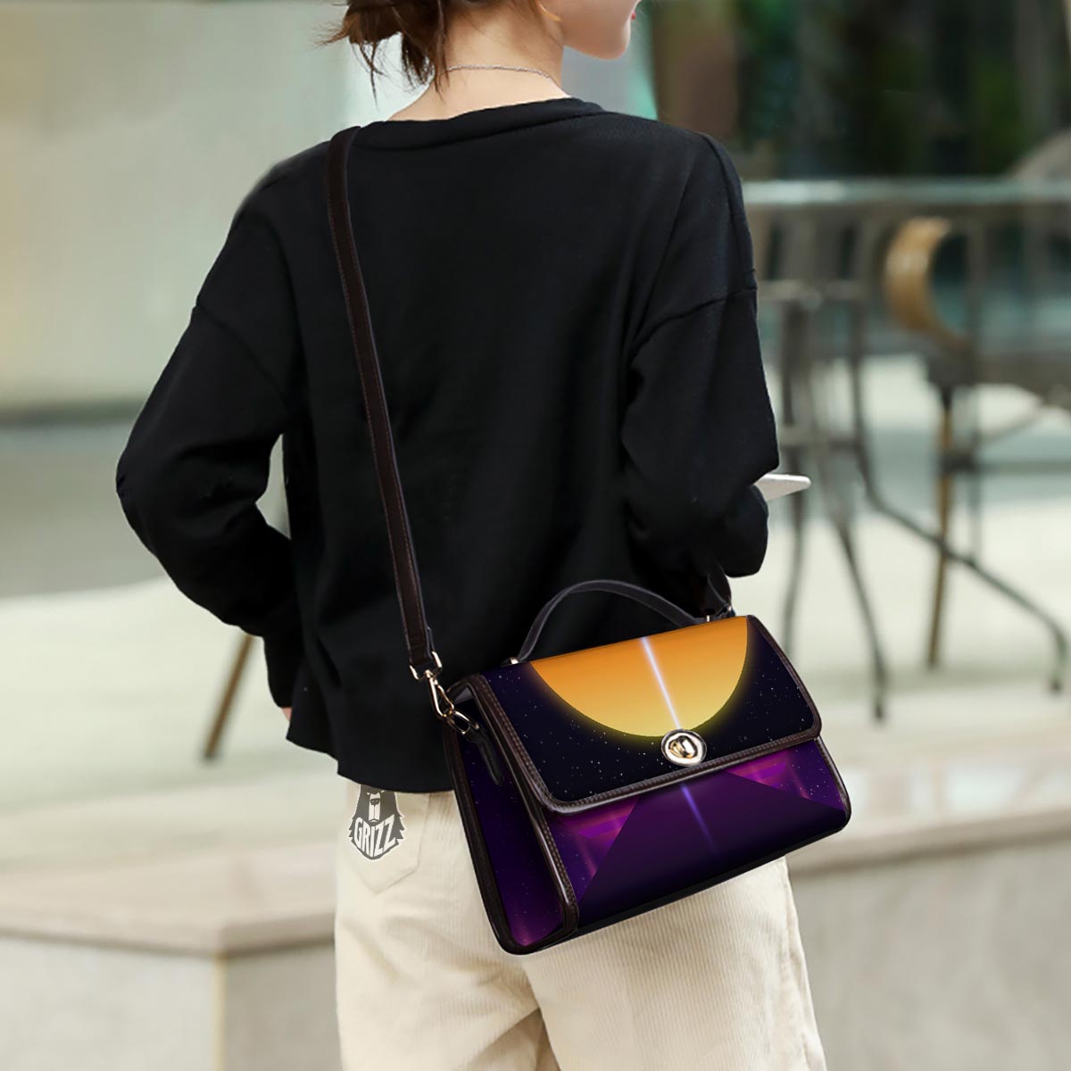 Pyramid Synthwave Print Women's Satchel Bag