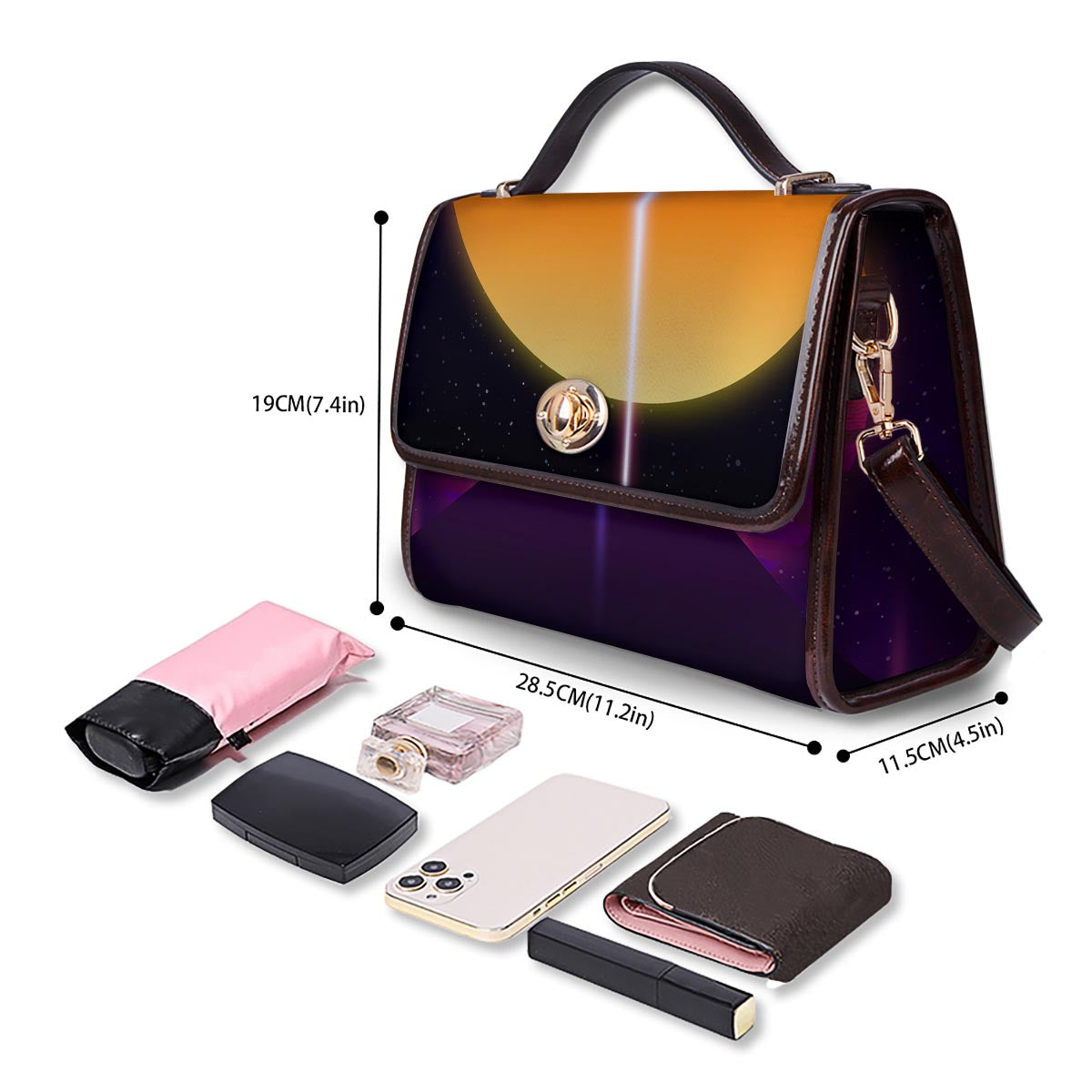 Pyramid Synthwave Print Women's Satchel Bag