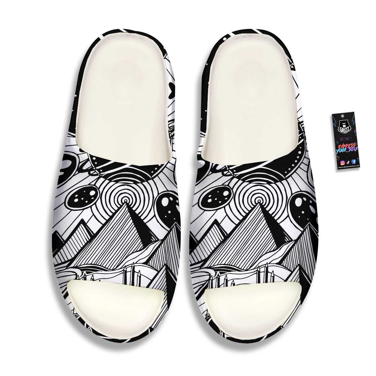 Pyramid UFO Print Sandals-grizzshop