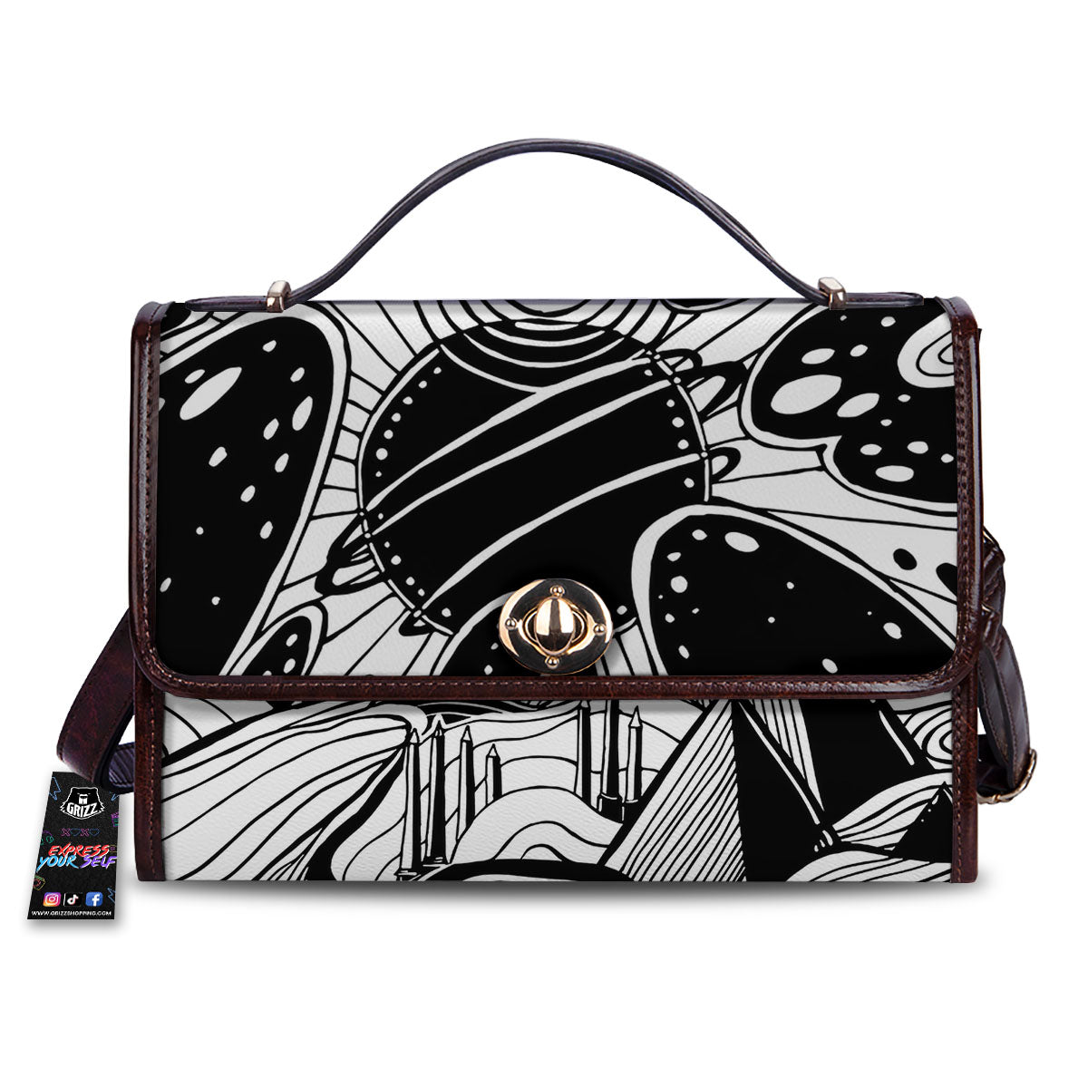Pyramid UFO Print Women's Satchel Bag