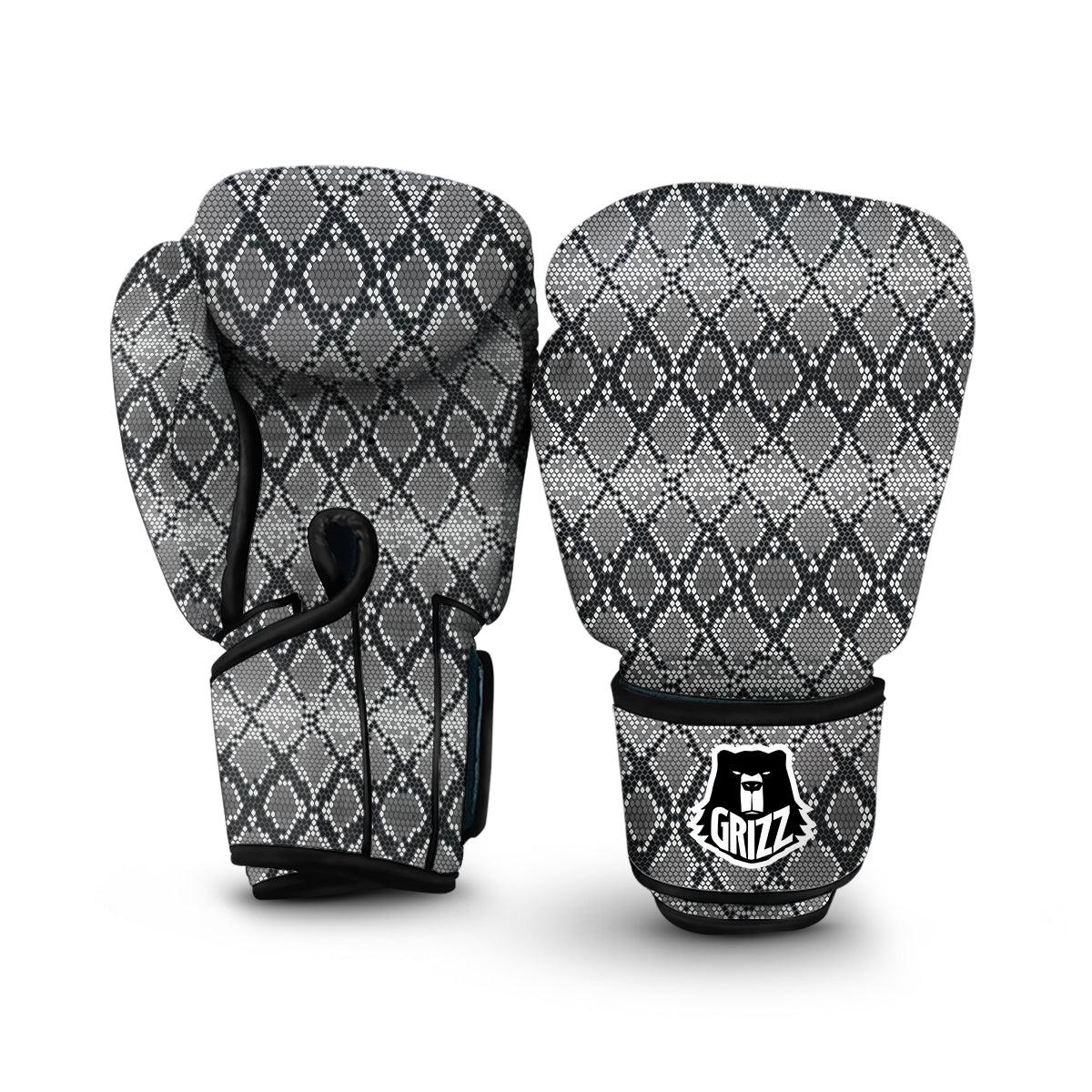 Python Skin Snakeskin Pattern Print Boxing Gloves-grizzshop