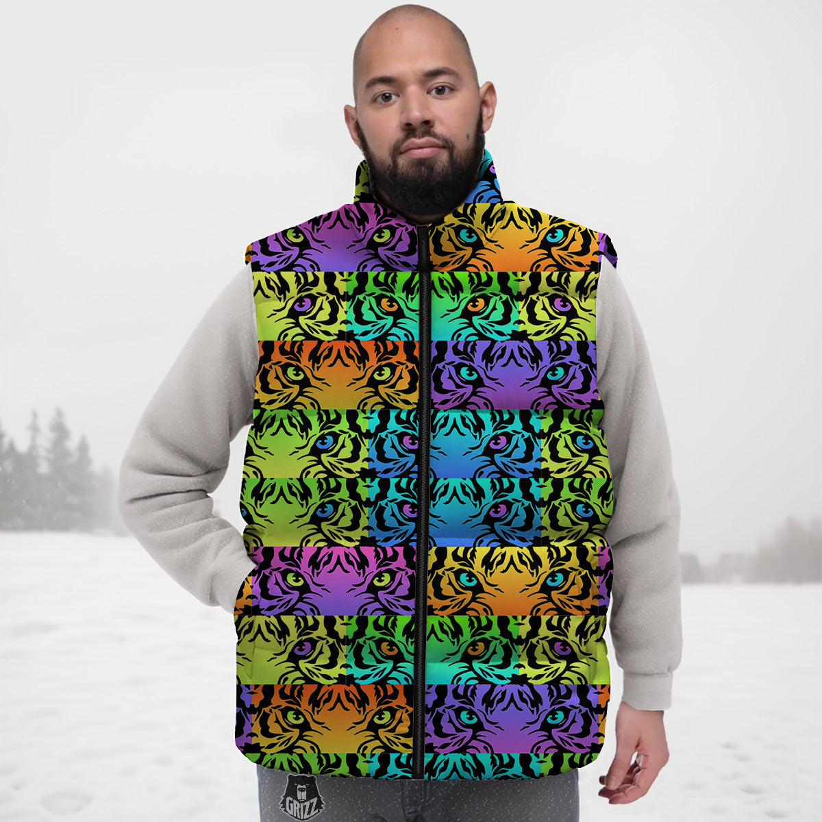 Python Skin Snakeskin Pattern Print Down Vest
