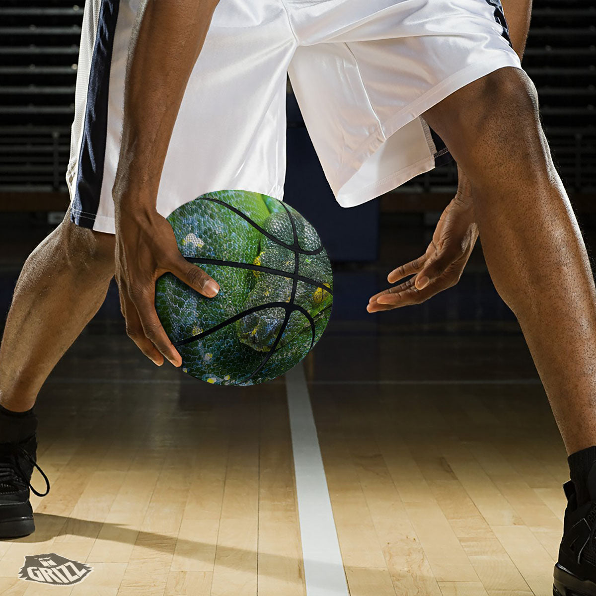 Python Snake Green Reticulated Print Basketball-grizzshop