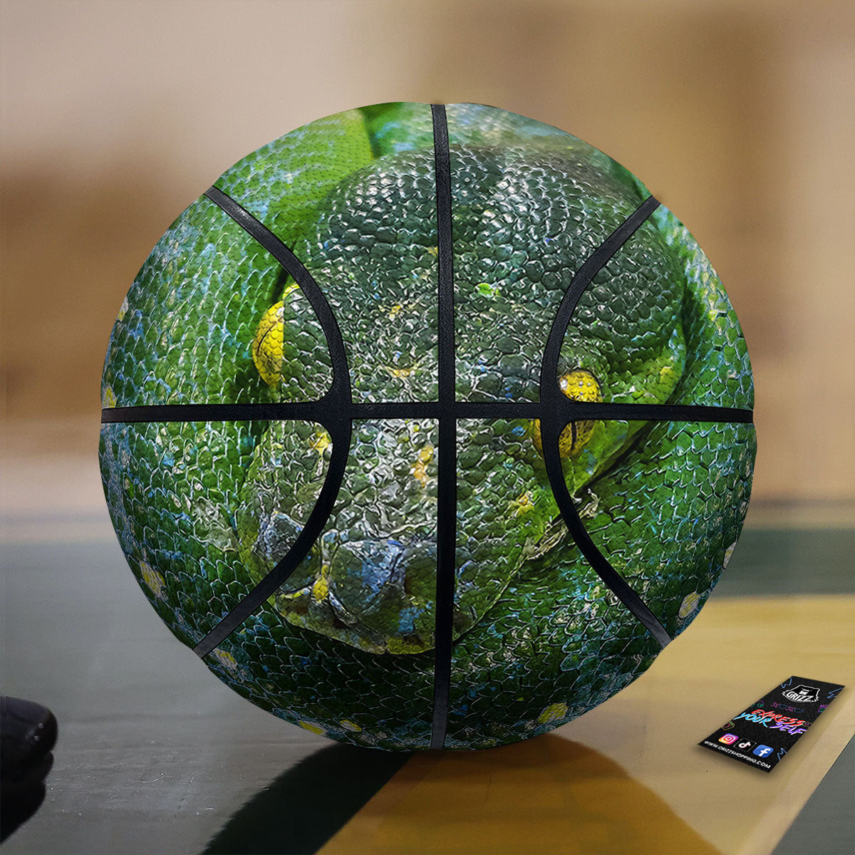 Python Snake Green Reticulated Print Basketball-grizzshop