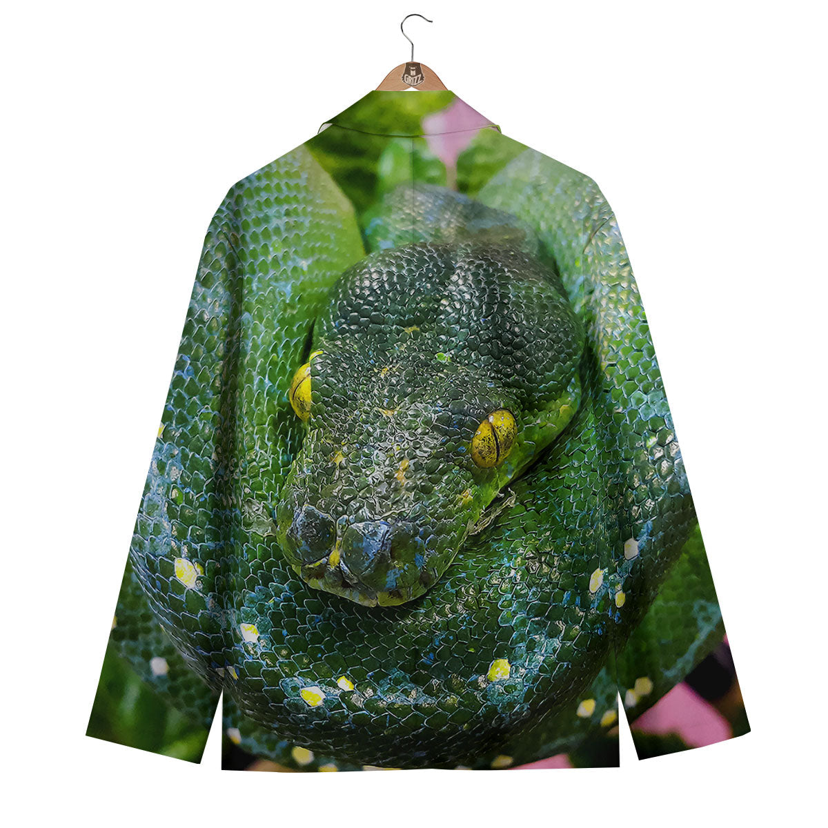 Python Snake Green Reticulated Print Men's Blazer-grizzshop