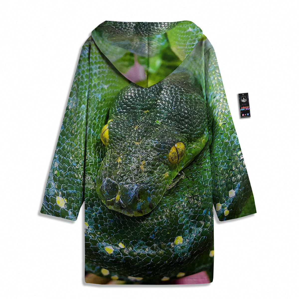 Python Snake Green Reticulated Print Men's Windbreaker Jacket-grizzshop
