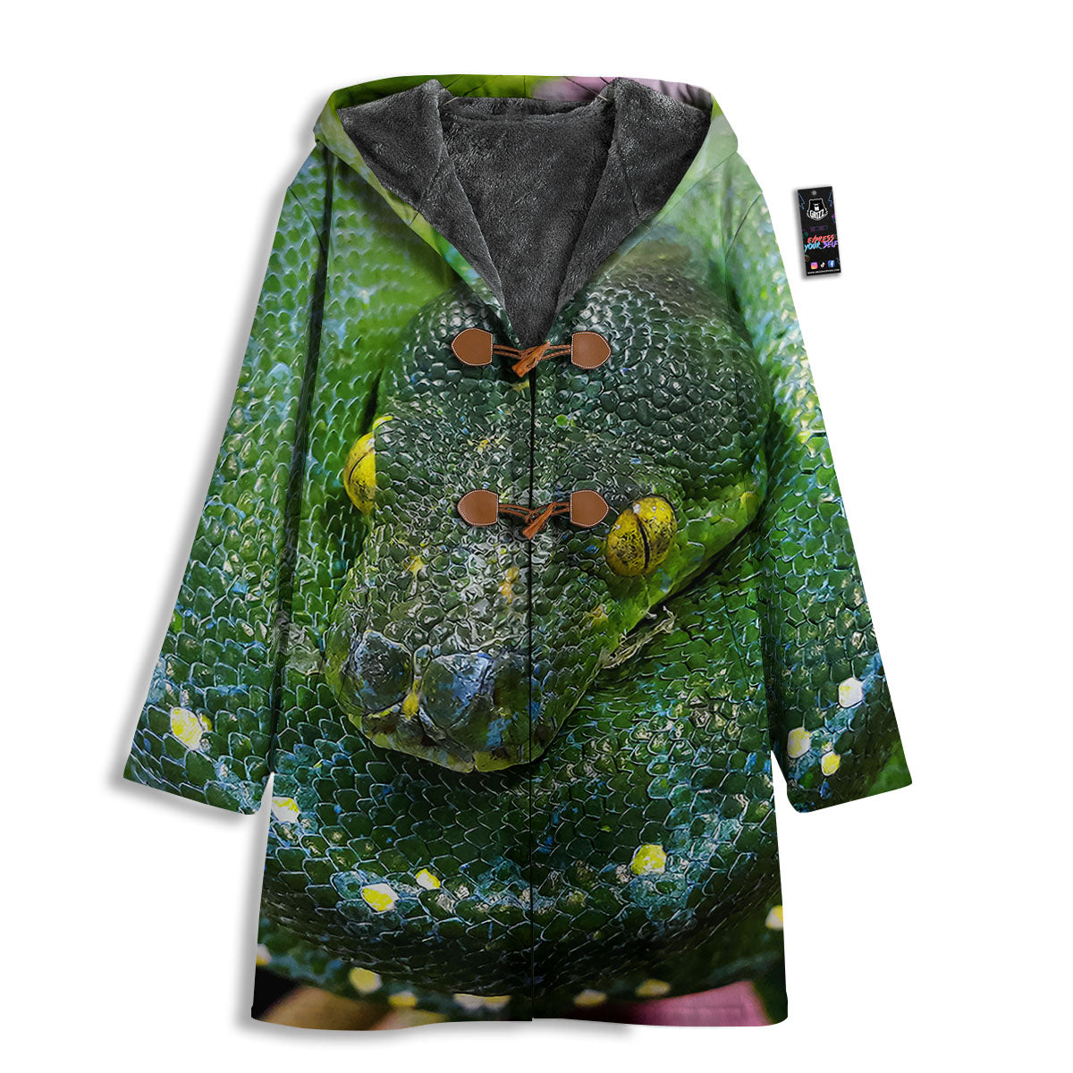 Python Snake Green Reticulated Print Men's Windbreaker Jacket-grizzshop