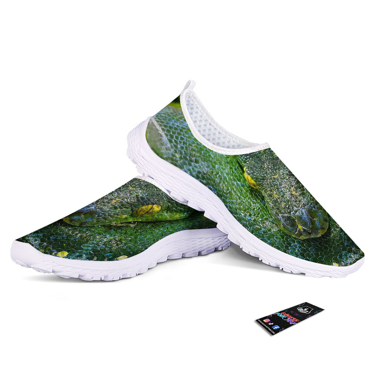Python Snake Green Reticulated Print Nurse Shoes-grizzshop