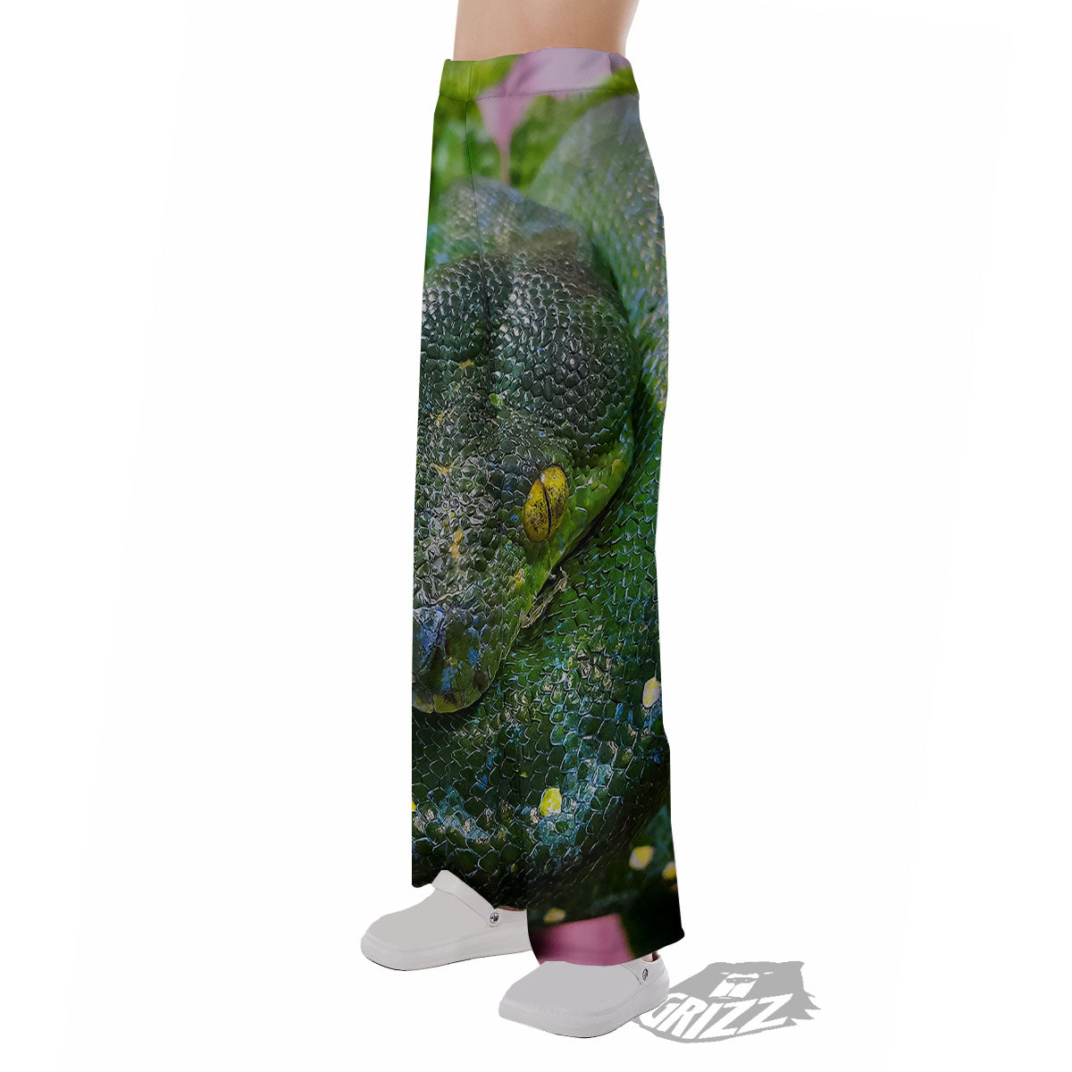 Python Snake Green Reticulated Print Pajama Pants-grizzshop