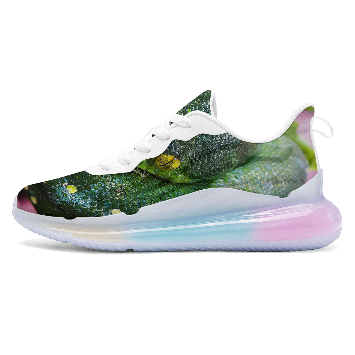 Python Snake Green Reticulated Print Running Sneakers-grizzshop