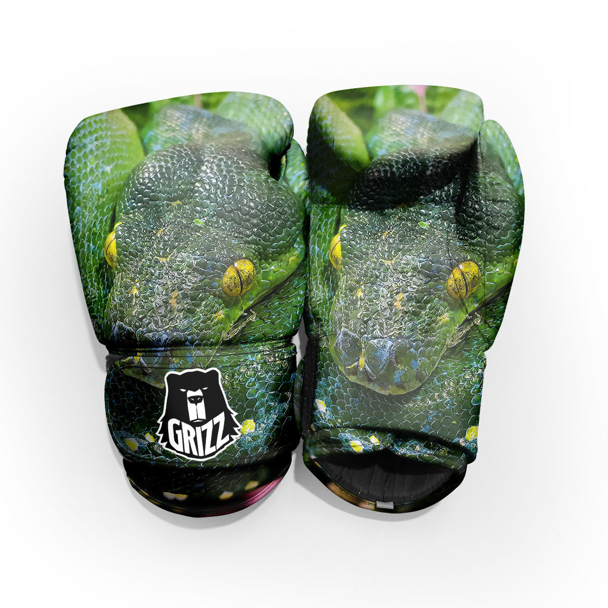 Python Snake Green Reticulated Print Pro Boxing Glove