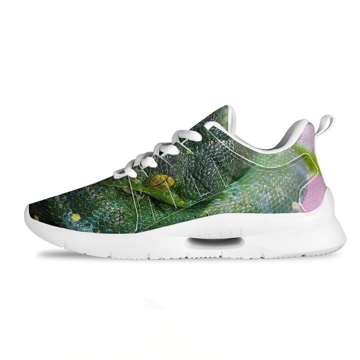 Python Snake Green Reticulated Print Tennis Shoes-grizzshop