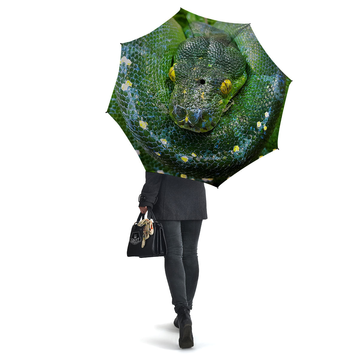 Python Snake Green Reticulated Print Umbrella-grizzshop